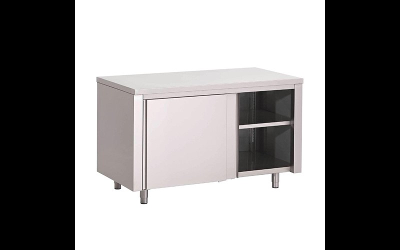 Table armoire inox avec portes coulissantes Gastro M 1400 x 700 x 880mm
