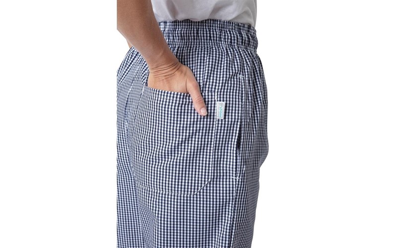 Pantalon de cuisine mixte Whites Vegas petits carreaux bleus et blancs S