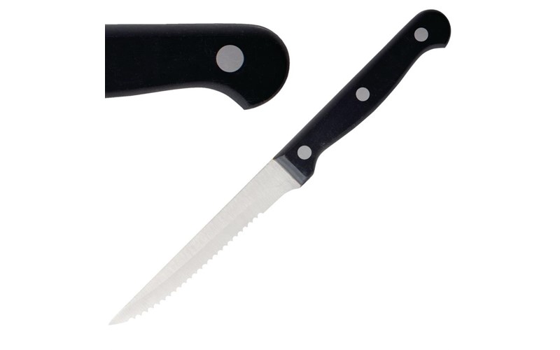 Couteaux à viande Olympia manche noir (lot de 12)