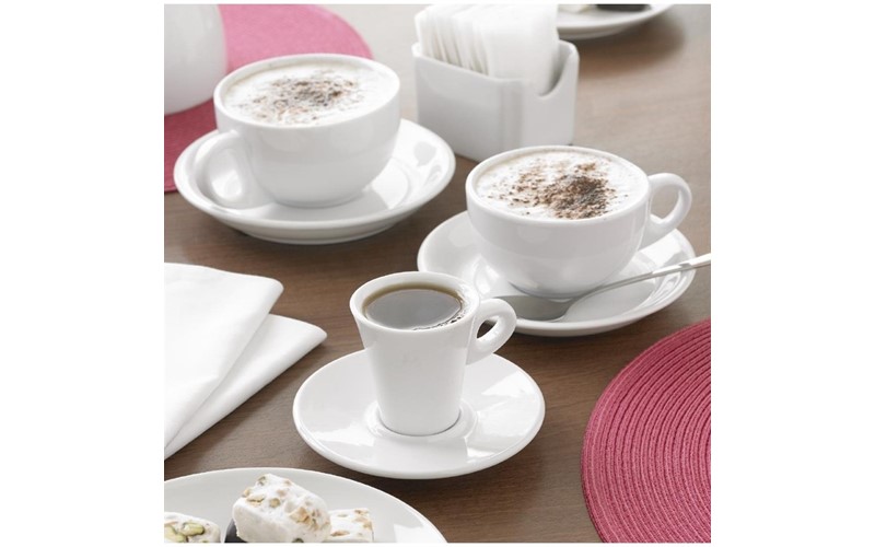 Soucoupes pour tasses à cappuccino blanches 160mm Olympia