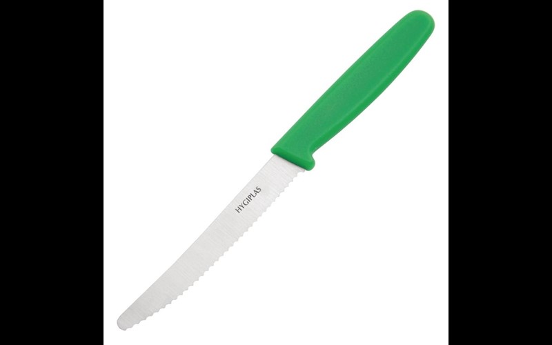 Couteau à tomates denté Hygiplas vert 100mm