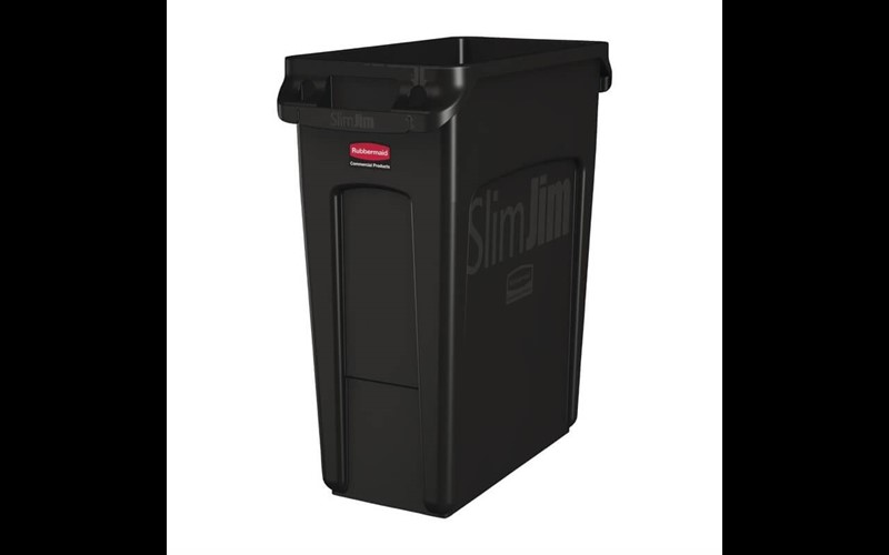 Collecteur de recyclage avec conduits d'aération Rubbermaid Slim Jim noir 60L