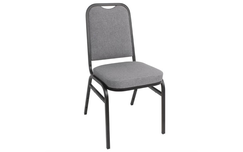 Chaise de banquet avec dossier carré et tissu gris Bolero lot de 4