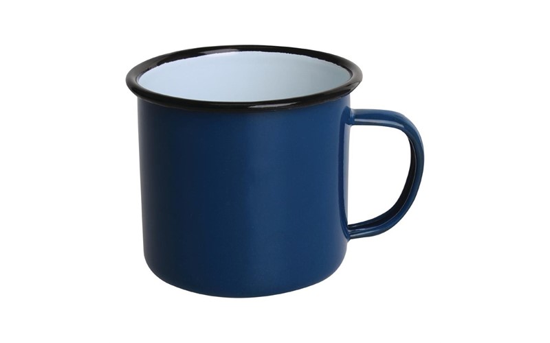 Mugs en acier émaillé bleu et noir Olympia 350ml