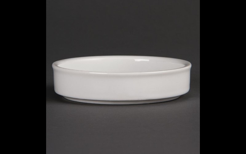 Plats empilables en porcelaine blanche Olympia 102mm