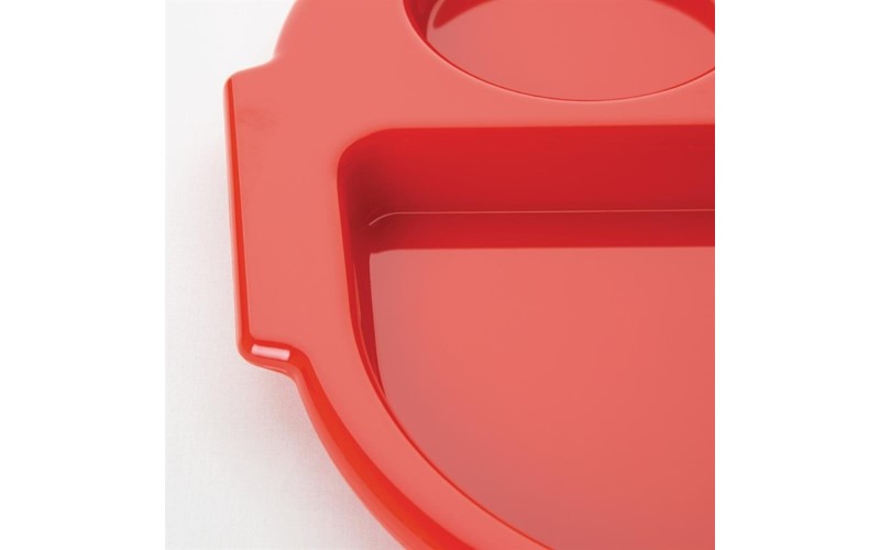 Petits plateaux repas à compartiments en polycarbonate Olympia Kristallon rouges 322mm (lot de 10)