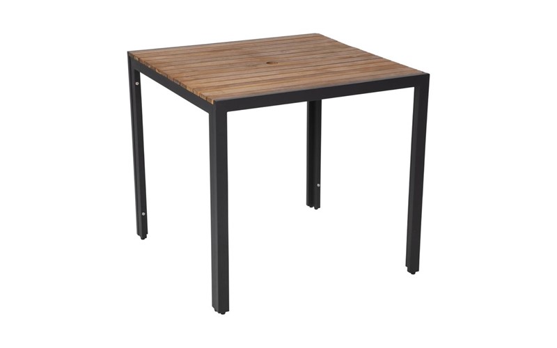 Table carrée en acier et acacia Bolero 80 cm