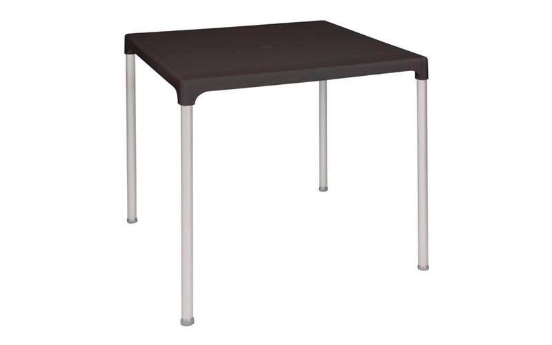Table carrée avec pieds aluminium Bolero noire 750mm