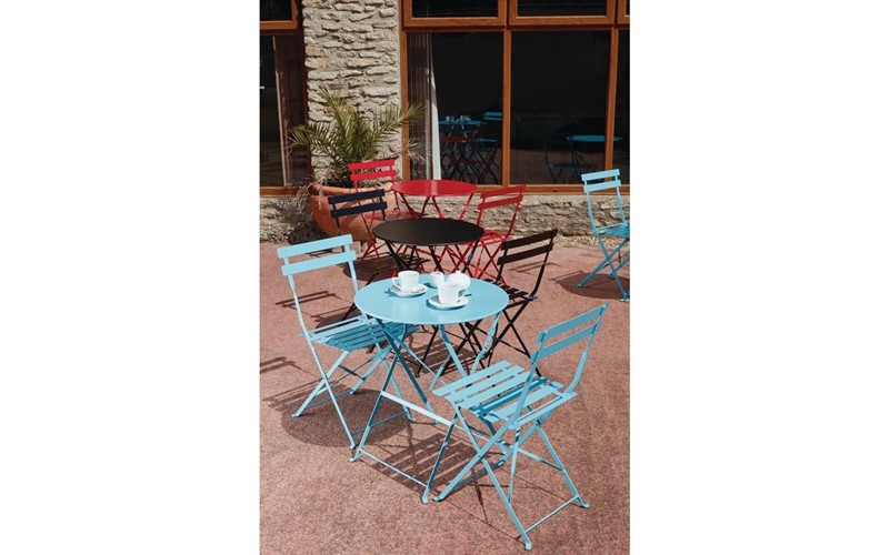 Table de terrasse ronde en acier Bolero bleu turquoise 595mm