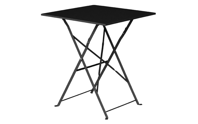 Table de terrasse carrée en acier Bolero noire 600mm