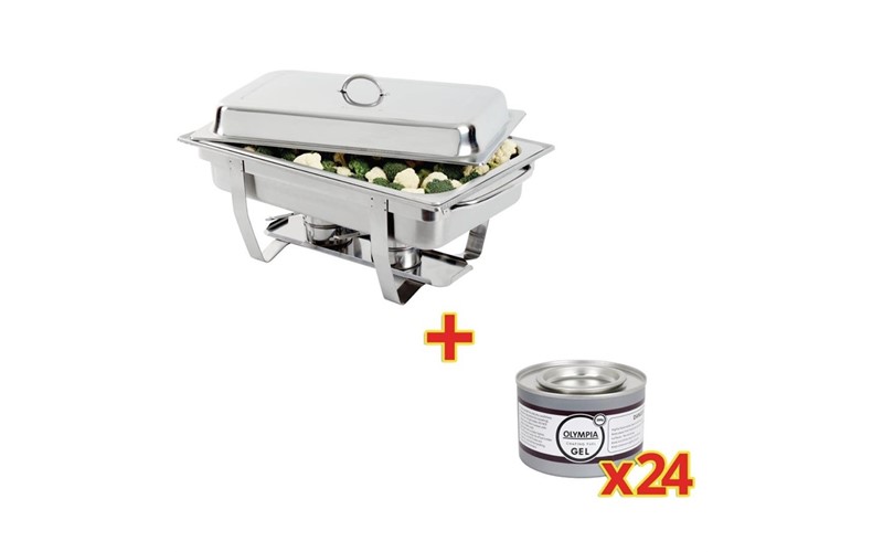 OFFRE SPÉCIALE Chafing dish Milan Olympia GN 1/1 + 24 capsules de gel combustible