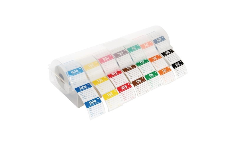 Etiquettes amovibles code couleur avec distributeur plastique Vogue 50mm