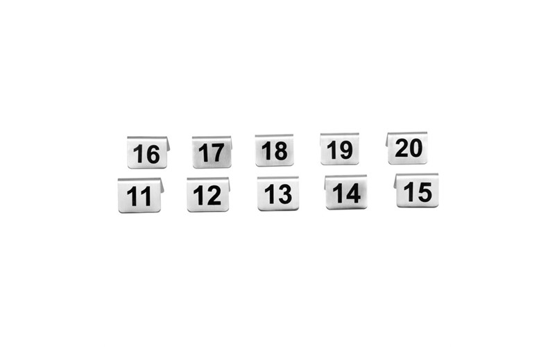 Lot de numéros de table en acier inoxydable Olympia 11-20