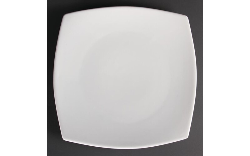 Assiettes carrées bords arrondis blanches Olympia 305mm (Lot de 6)