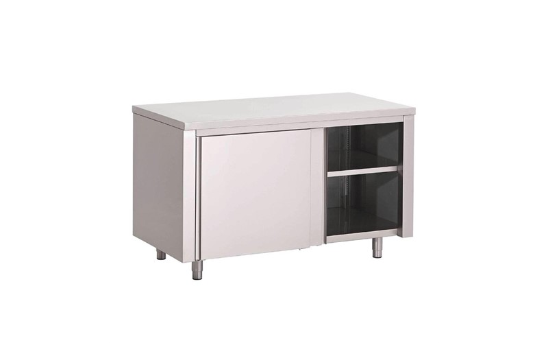 Table armoire inox avec portes coulissantes Gastro M 1500 x 700 x 880mm