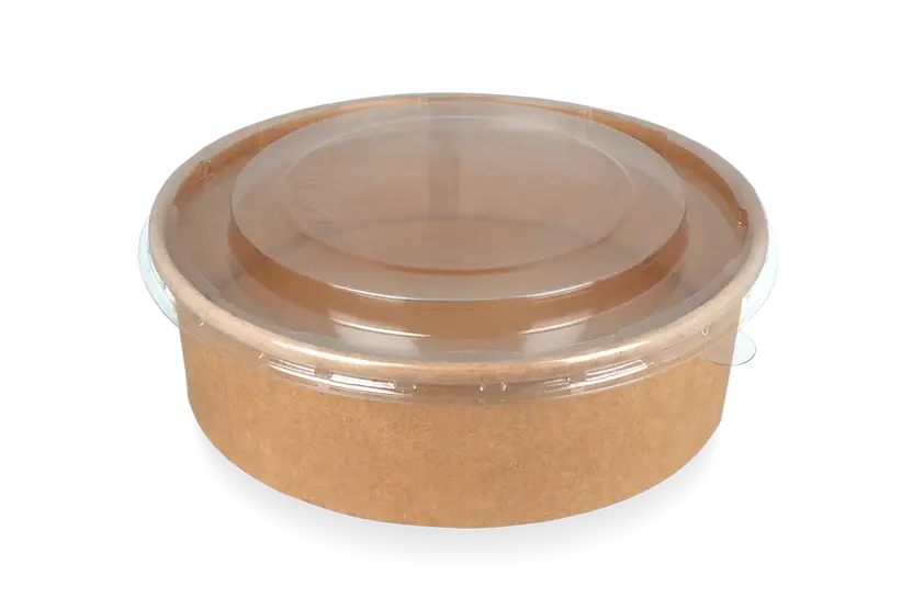 Bol à salade kraft 1100 ml fermé par son couvercle transparent