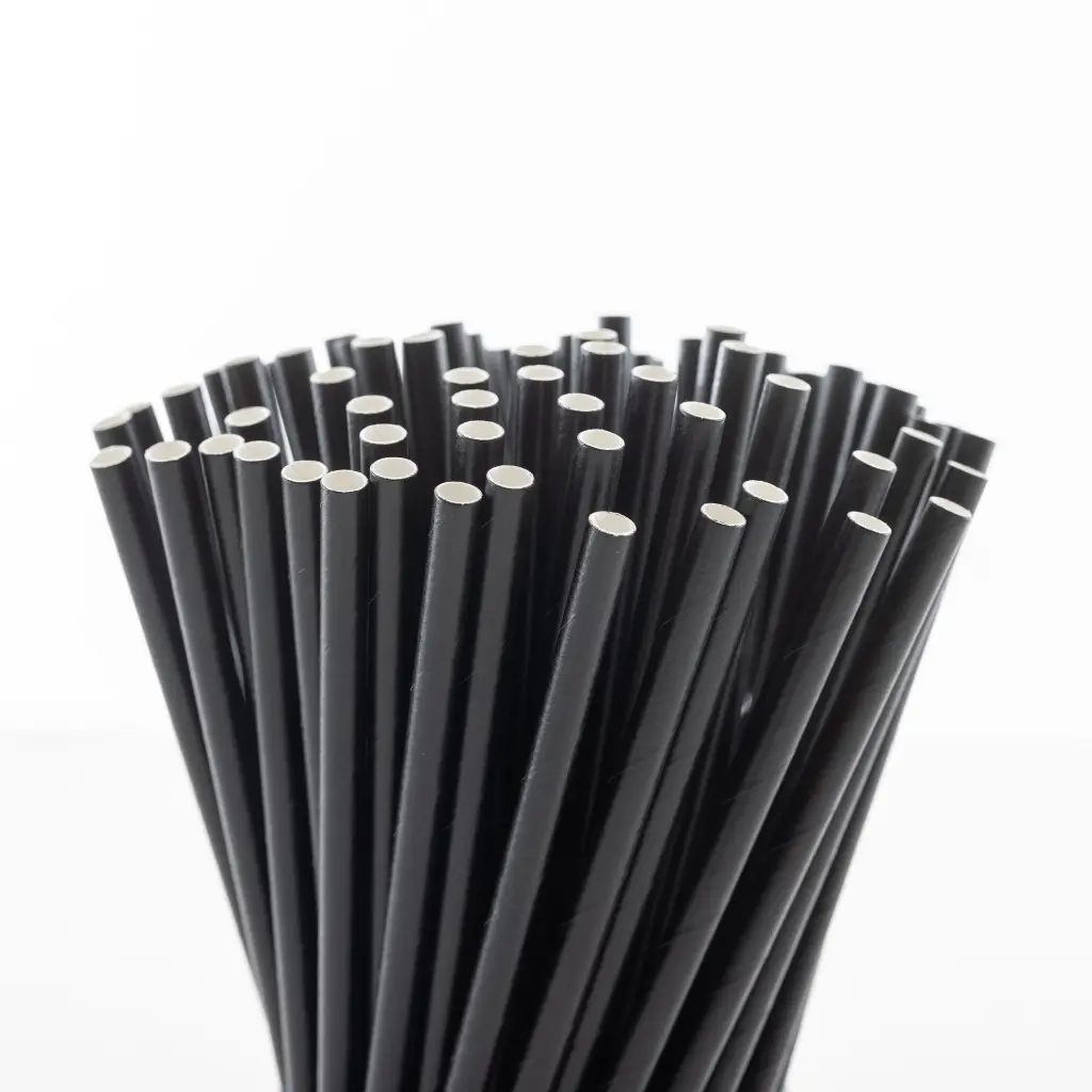 Paille en carton noire F&G 210 × 6 mm, sachet de 250