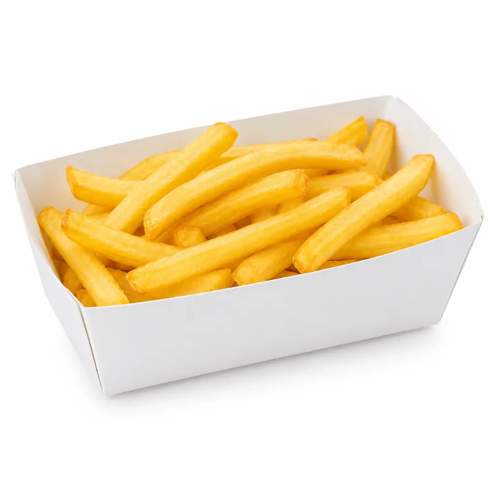 Ravier à frites carton blanc CR0/955 garni d'une petite portion de frites