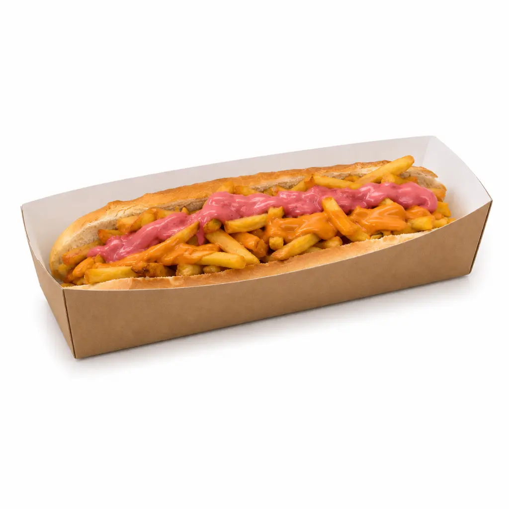 Ravier long carton ECO C2910 garni d'une mitraillette prête à emporter