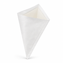 Sachet cornet papier blanc TIP 24 posé à côté d'un cornet carton en friterie