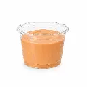 Pot à sauce strié transparent 8 cl rempli de sauce andalouse pour snack