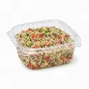 Couvercle transparent posé sur un ravier Propy rectangulaire — fermeture des portions à emporter