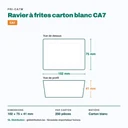 Dimensions du ravier à frites CA7 : 102 × 75 × 41 mm — 250 pièces par carton