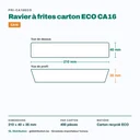 Dimensions du ravier à frites CA16 : 210 × 40 × 35 mm — 400 pièces par carton