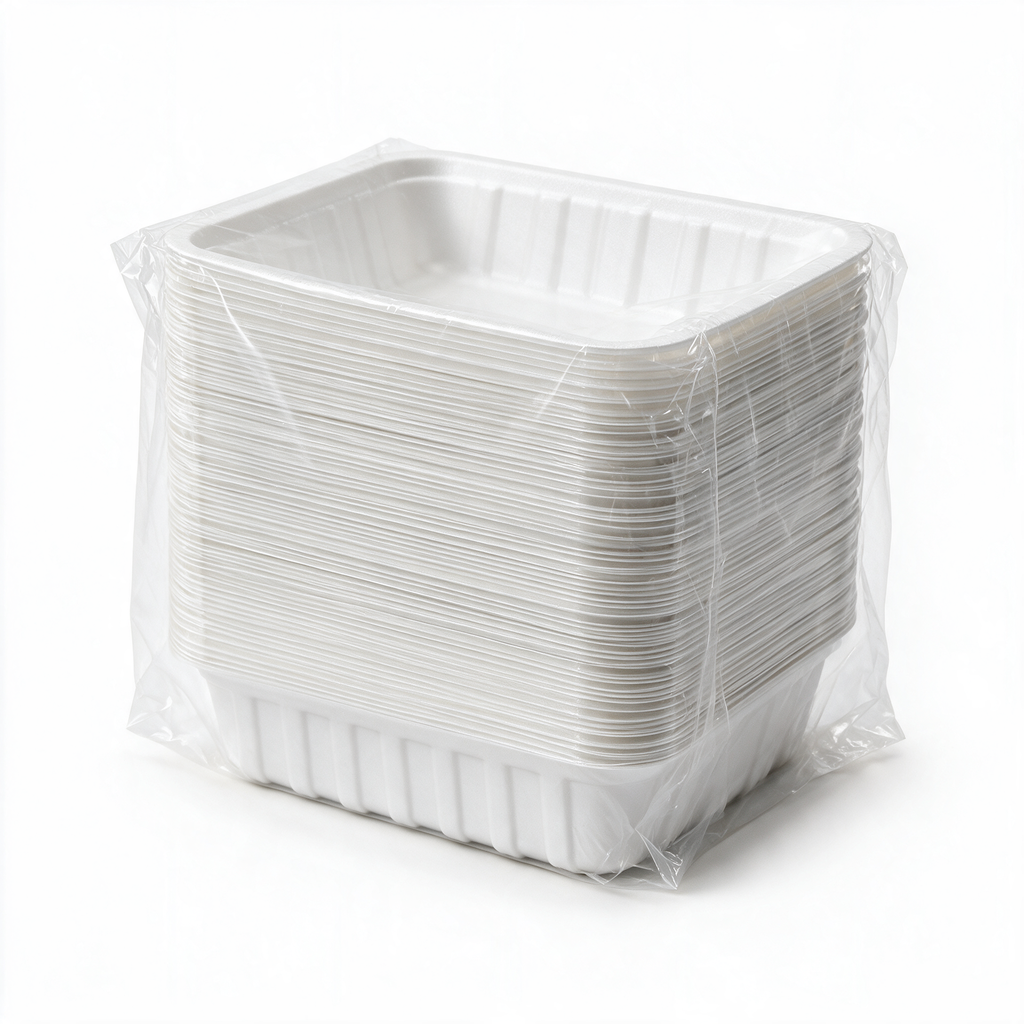 Paquet de 100 barquettes à snack A1M en polystyrène blanc — carton de 1000 pièces