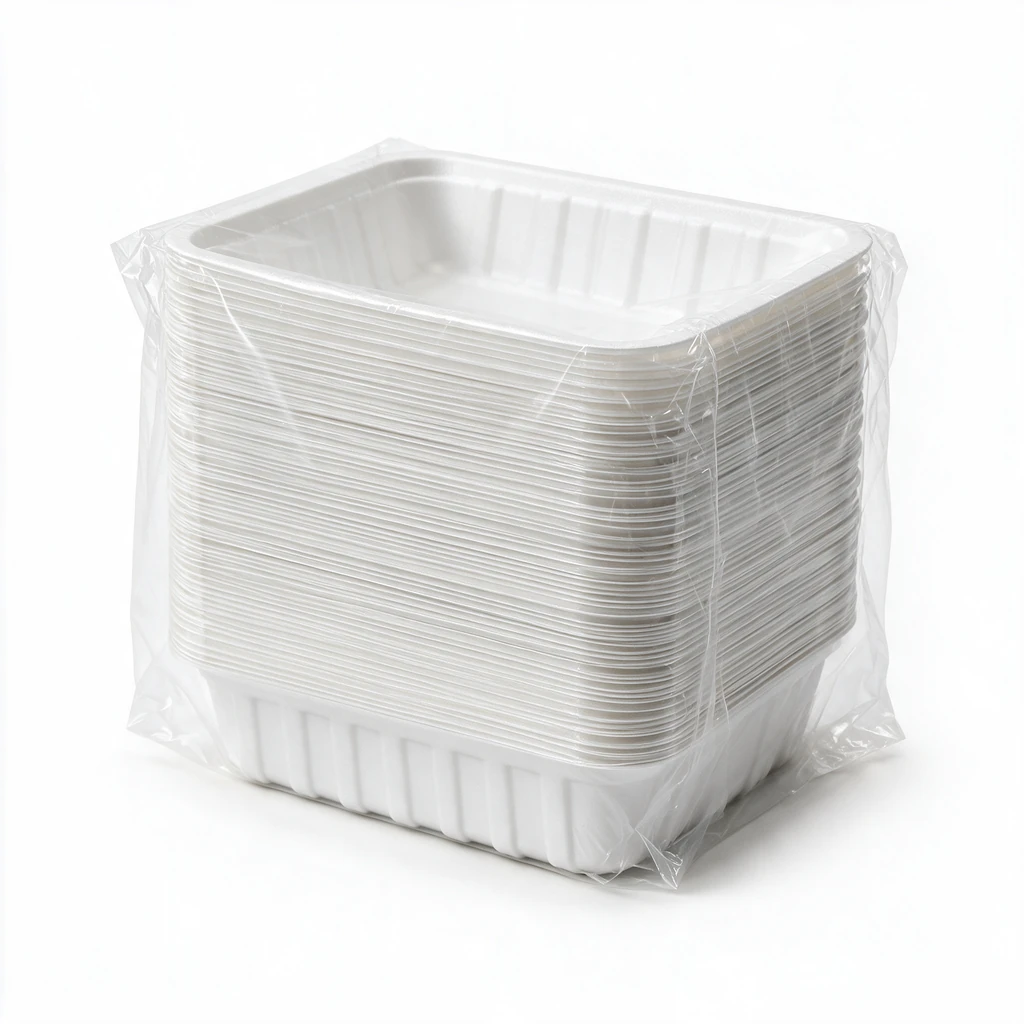 Paquet de 100 barquettes à snack A1M en polystyrène blanc — carton de 1000 pièces