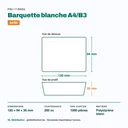 Dimensions de la barquette à snack A4/B3 : 120 × 94 × 35 mm, 250 cc — 1000 pièces par carton