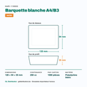 Dimensions de la barquette à snack A4/B3 : 120 × 94 × 35 mm, 250 cc — 1000 pièces par carton