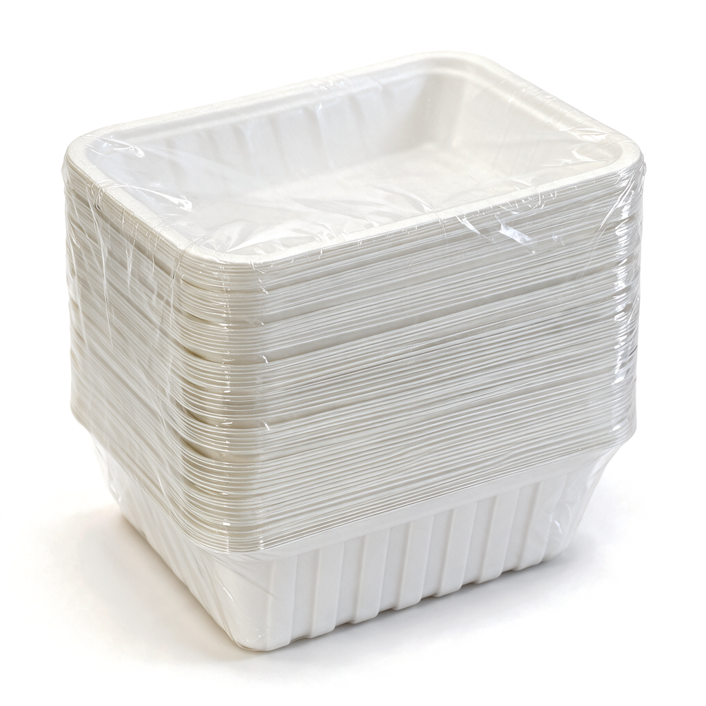 Paquet de 100 barquettes à snack A4/B3 en polystyrène blanc — carton de 1000 pièces