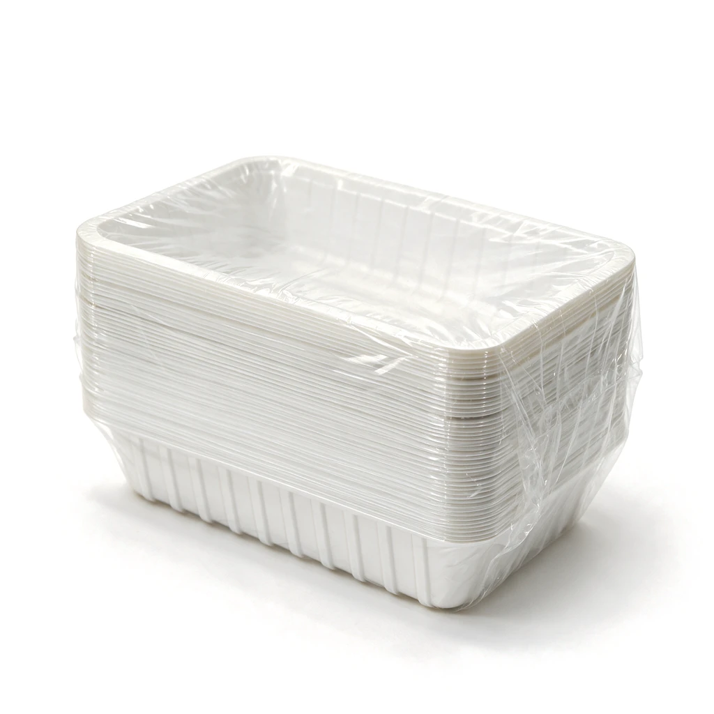 Paquet de 100 barquettes à snack A13 en polystyrène blanc — carton de 1000 pièces