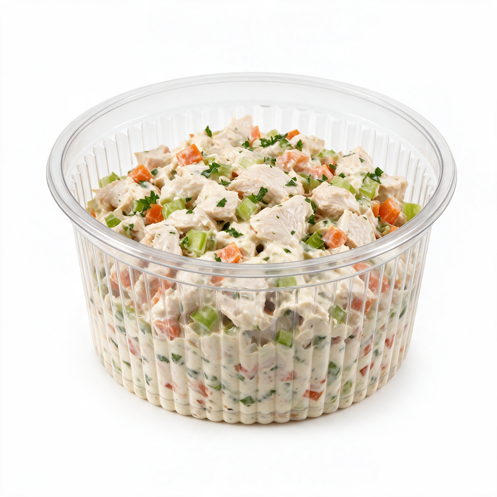 Barquette bouchère transparente garnie de salade traiteur prête à vendre