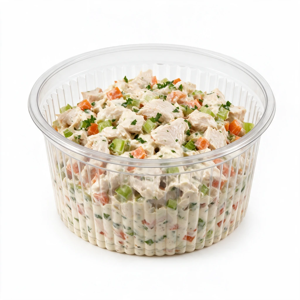 Barquette bouchère transparente garnie de salade traiteur prête à vendre