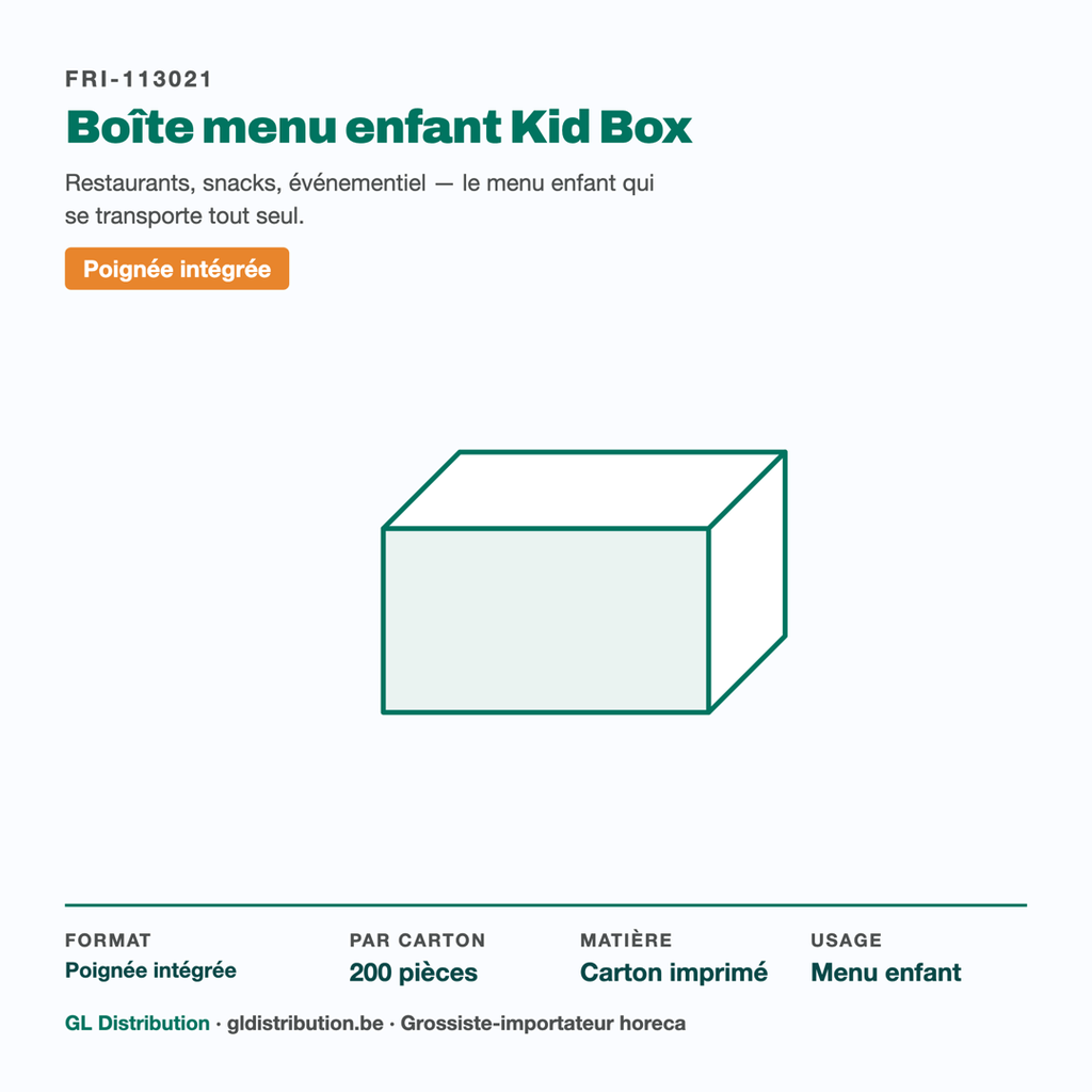Boîte menu enfant Kid Box : format, colisage et usage en un coup d'œil
