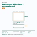 Dimensions de la boîte repas AP4 1 compartiment : 245 × 200 × 70 mm