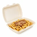 Boîte repas AP4 1 compartiment garnie de frites et de viande grillée