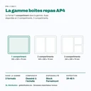 Boîte repas AP4 1 compartiment parmi les 3 cloisonnements de la gamme