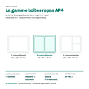 Boîte repas AP4 2 compartiments parmi les 3 cloisonnements de la gamme