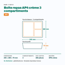 Dimensions de la boîte repas AP4 3 compartiments : 245 × 200 × 70 mm