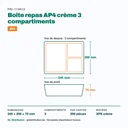 Dimensions de la boîte repas AP4 3 compartiments : 245 × 200 × 70 mm
