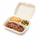 Boîte repas AP4 3 compartiments avec viande, frites et légumes séparés