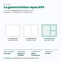 Boîte repas AP4 3 compartiments parmi les 3 cloisonnements de la gamme