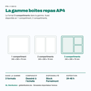 Boîte repas AP4 3 compartiments parmi les 3 cloisonnements de la gamme