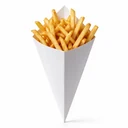 Cornet à frites carton blanc n°2 garni d'une grande portion de frites