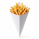 Cornet à frites carton blanc n°2 garni d'une grande portion de frites