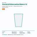 Cornet à frites carton blanc n°2 : format, colisage et usage en friterie