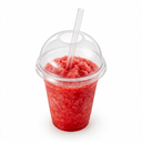 Couvercle en dôme Ø 95 mm posé sur un gobelet granita avec sa paille